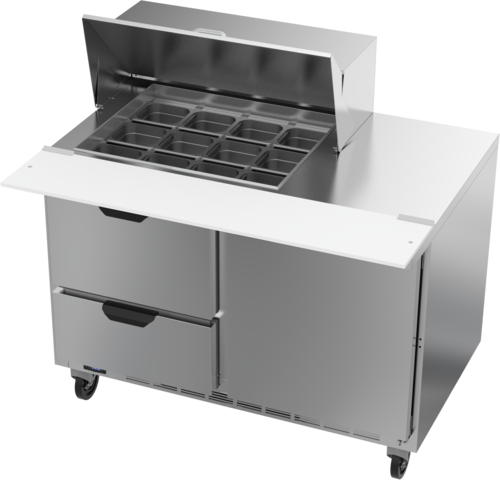 Beverage Air SPED48HC-12M-2 48" 2 Drawer 1 Door Mega Top Refrigerated Sandwich Prep Table | (12) 1/6 Pan