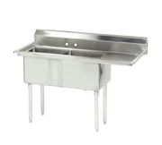 Advance Tabco FE-2-1812-18R-X 56" x 26" 2-Compartment Fabricated Sink w/ 18" Right Drainboard
