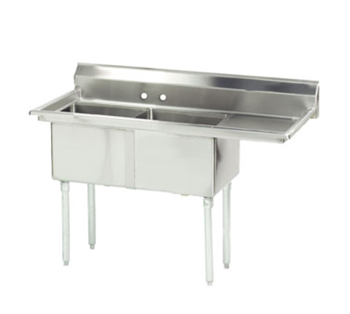 Advance Tabco FE-2-1812-18R-X 56" x 26" 2-Compartment Fabricated Sink w/ 18" Right Drainboard
