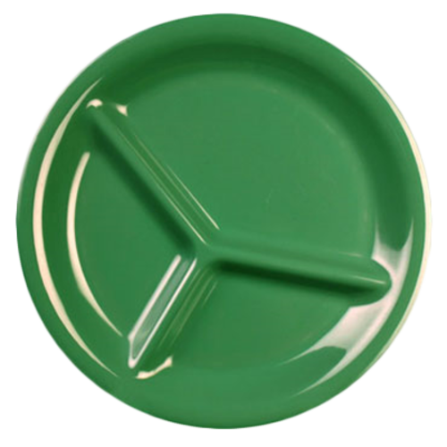 Thunder Group CR710GR Green 10-1/4" 3 Compartment Plate | Case of 12