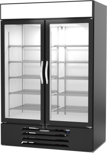 Beverage Air MMR49HC-1-B-IQ 52" 2 Swing Glass Door Black Merchandiser Refrigerator w/ Electronic Locks | 46.15 Cu. Ft.