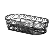 Tablecraft BK21709 Mediterranean 9" x 4" x 2" Black Metal Tabletop Basket