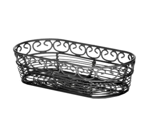 Tablecraft BK21709 Mediterranean 9" x 4" x 2" Black Metal Tabletop Basket