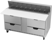 Beverage Air SPED60HC-16C-4 60" 4 Drawer Refrigerated Sandwich Prep Table | (16) 1/6 Pan