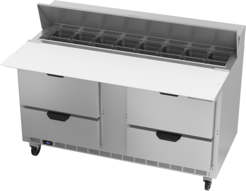 Beverage Air SPED60HC-16C-4 60" 4 Drawer Refrigerated Sandwich Prep Table | (16) 1/6 Pan