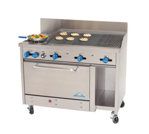 Comstock-Castle F3430-4RB 48" Gas Charbroiler Range w/ 31" Oven & 10" Open Cabinet | 130,000 BTU