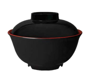 G.E.T. B-123-F Fuji 4-3/4" 12 oz. Red and Black Melamine Bowl w/ Lid | Case of 12