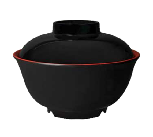 G.E.T. B-123-F Fuji 4-3/4" 12 oz. Red and Black Melamine Bowl w/ Lid | Case of 12