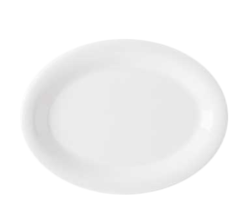 G.E.T. OP-950-DW Diamond White 9-3/4" x 7-1/4" White Oval Melamine Platter | Case of 24