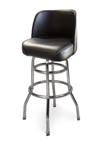JustChair C42130-BLK Indoor Swivel Bar Stool | Upholstered Bucket Seat & Back