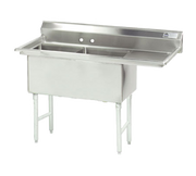 Advance Tabco FC-2-2424-18R-X 68" x 30" 2-Compartment Fabricated Sink w/ 18" Right Drainboard