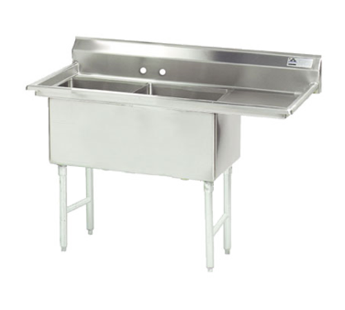 Advance Tabco FC-2-2424-18R-X 68" x 30" 2-Compartment Fabricated Sink w/ 18" Right Drainboard