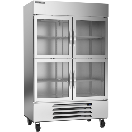 Beverage Air HBR49HC-1-HG 52" 4 Glass Half Door Bottom Mount Reach In Refrigerator | 46.15 Cu. Ft.