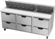 Beverage Air SPED72HC-18-6 72" 6 Drawer Refrigerated Sandwich Prep Table | (18) 1/6 Pan