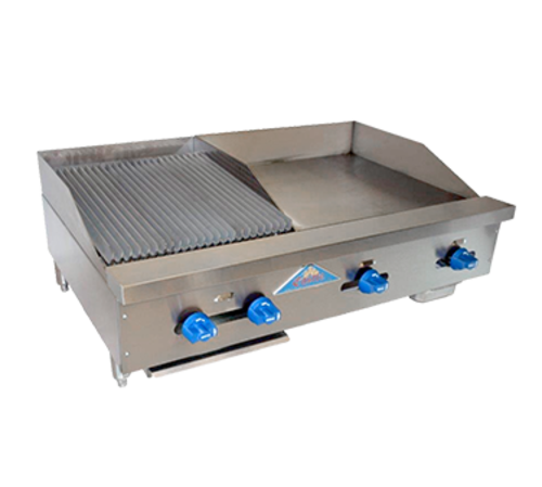 Comstock-Castle FHP42-24T-1.5RB 42" Thermostatic Countertop Gas Griddle & Charbroiler Combo | 120,000 BTU