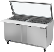 Beverage Air SPE60HC-24M-STL 60" Mega Top Refrigerated Sandwich Prep Table w/ Clear Lid  | (24) 1/6 Pan