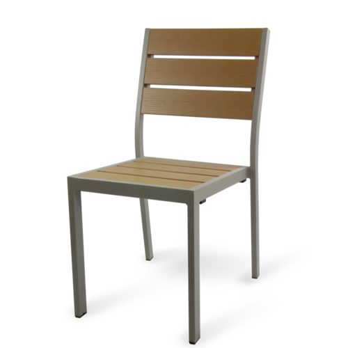 JustChair PW80318 Perma-Wood / Faux Teak Outdoor Stacking Side Chair