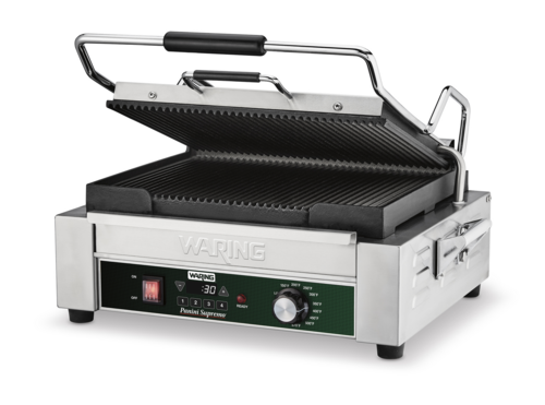 Waring WPG250TX 14.5" x 11" Ribbed Sandwich / Panini Grill