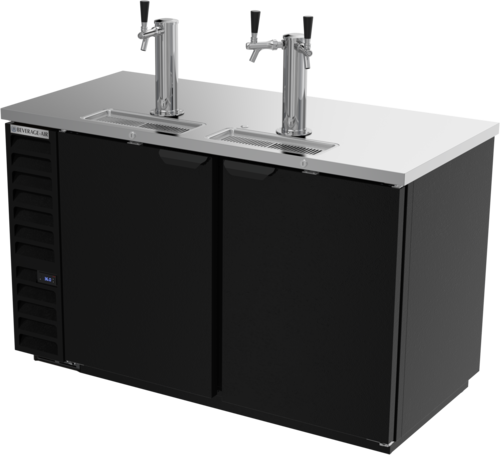 Beverage Air DD58HC-1-B 59" Black 2 Tower 3 Tap Draft Beer Cooler | (3) 1/2 Keg