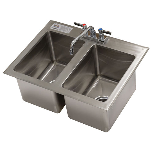 Advance Tabco DI-2-10-EC-X 10" x 14" 2-Compartment Stainless Steel Drop-In Sink