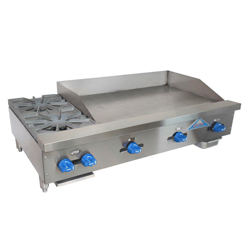 Comstock-Castle 3248-36 48" Countertop Gas Griddle & Hot Plate Combo | 123,000 BTU