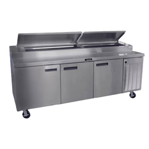 Delfield 18699PTBMP 99" 3 Door Refrigerated Pizza Prep Table | (12) 1/3 Pan