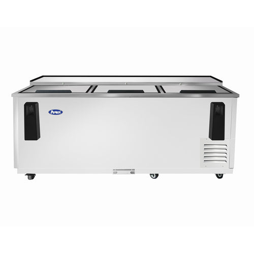 Atosa MBC80GR 80.5" 3-Sliding Lid Stainless Bottle Cooler | 21.2 Cu. Ft.