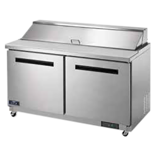 Arctic Air AST60R 60" 2 Door Refrigerated Sandwich Prep Table | (16) 1/6 Pans