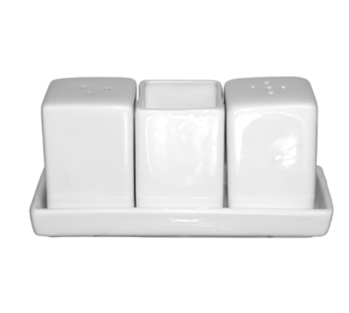 International Tableware MD-115 5-1/4" x 2-1/8" x 2-1/2"H Salt & Pepper Shaker Tray Set | Case of 12