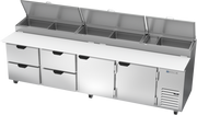 Beverage Air DPD119HC-4 119" 4 Drawer 2 Door Refrigerated Pizza Prep Table | 42.2 Cu. Ft.