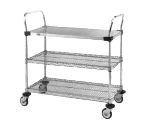 Metro MW401 3 Shelf, 1 Solid/2 Wire Utility Cart | 375 lb. Capacity