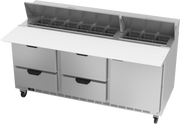 Beverage Air SPED72HC-18C-4 72" 4 Drawer 1 Door Refrigerated Sandwich Prep Table | (18) 1/6 Pan