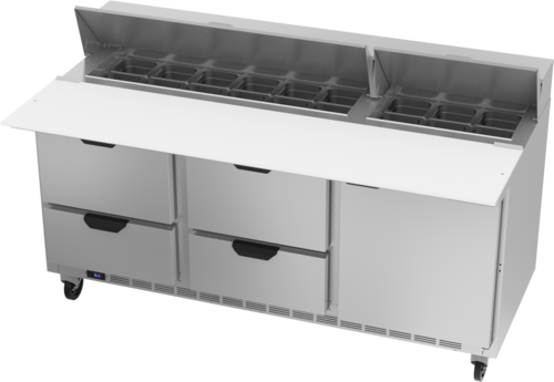 Beverage Air SPED72HC-18C-4 72" 4 Drawer 1 Door Refrigerated Sandwich Prep Table | (18) 1/6 Pan