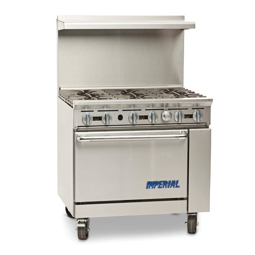 Imperial Range IR-6-C 36" 6 Burner Gas Range w/ Convection Oven | 222,000 BTU