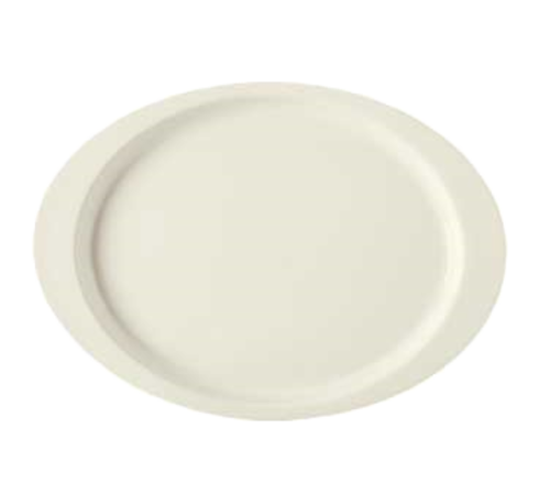 G.E.T. OP-145-DI Diamond Ivory 14-3/4" x 10-1/2" Ivory Oval Melamine Platter | Case of 12