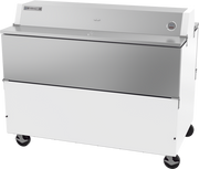 Beverage Air STF49HC-W-02 49" White Dual Sided Milk Cooler w/ Stainless Steel Interior | 12 Crate Capacity