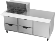 Beverage Air SPED72HC-12M-4 72" 4 Drawer 1 Door Mega Top Refrigerated Sandwich Prep Table | (12) 1/6 Pan
