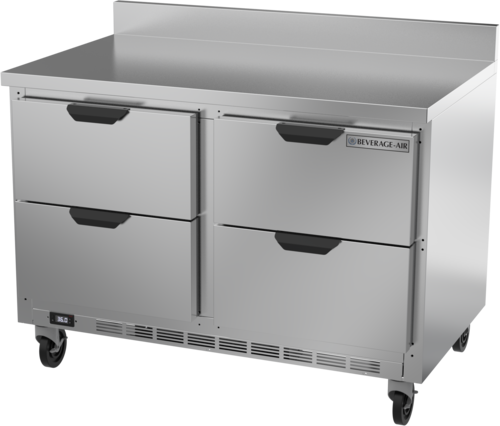 Beverage Air WTRD48AHC-4-FIP 48" 2 Drawer 1 Door Worktop Refrigerator with Foamed-In Backsplash | 11.82 Cu. Ft