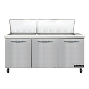 Continental SW72N27M 72" 3-Door Mega Top Refrigerated Sandwich Prep Table | (27) 1/6 Pan