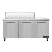 Continental SW72N12 72" 3-Door Refrigerated Sandwich Prep Table | (12) 1/6 Pan