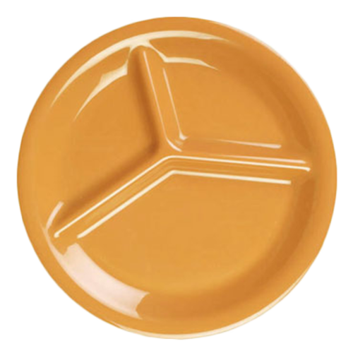 Thunder Group CR710YW Yellow 10-1/4" 3 Compartment Plate | Case of 12