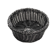 Tablecraft M2475 Ridal Black Round Rattan Basket | 8 1/4" x 3 1/4"