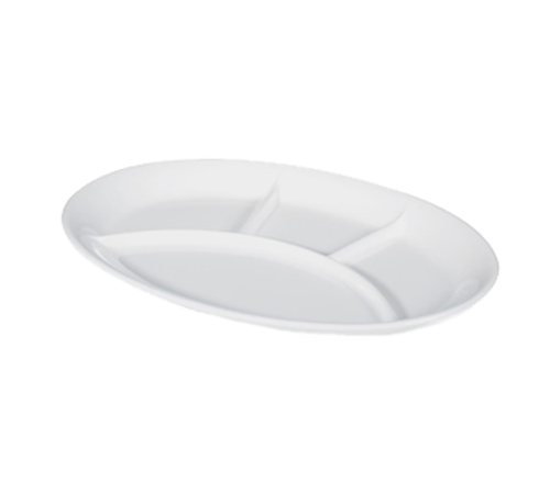 G.E.T. CP-134-W Diamond White 13" 4 Compartment White Melamine Plate | Case of 12