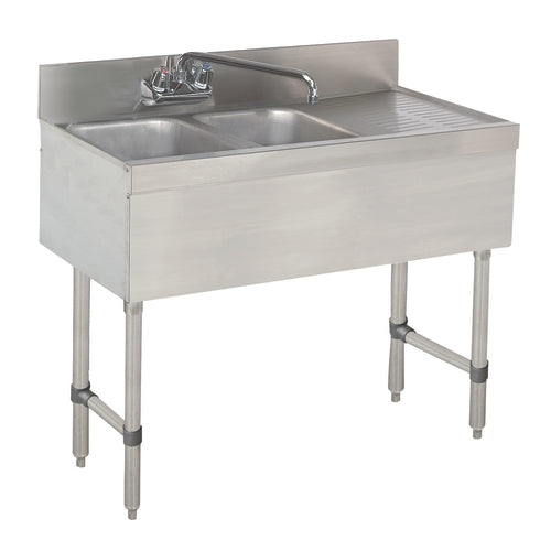 Advance Tabco SLB-32L-X 36" 2 Compartment Underbar Sink w/ Right Drainboard