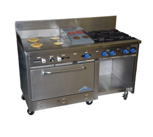 Comstock-Castle F33032-30-1.5RB 60" Gas Range w/ 2 Burners, Griddle, Charbroiler & 31" Oven | 196,000 BTU