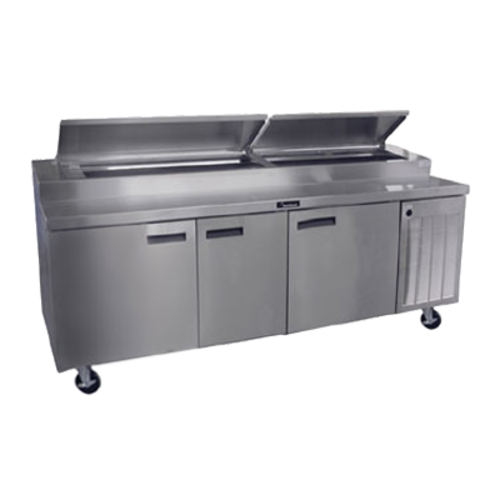Delfield 18691PTBMP 91" 3-Door Refrigerated Pizza Prep Table | (11) 1/3 Pan