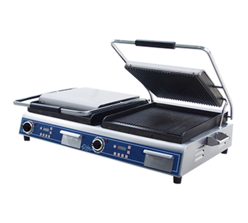 Globe GPGDUE14D 14" Grooved Dual Cast Iron Sandwich Grill