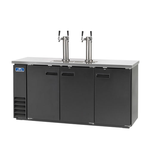 Arctic Air ADD72R-2 73" Black Steel Draft Beer Keg Cooler | 3 Keg