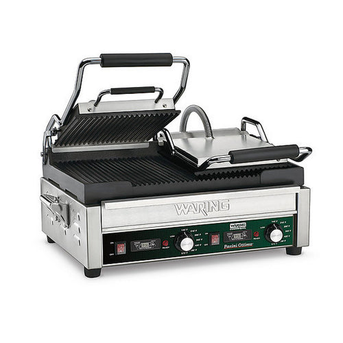 Waring WPG300T 17" Dual Cast Iron Grooved Sandwich Grill w/Timer