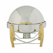 Winco 103A Virtuoso 6 Qt. Full Size Round Chafer w/ Gold Accents